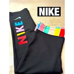 NIKE Girls Black Rainbow Tights‎ Sz Lg